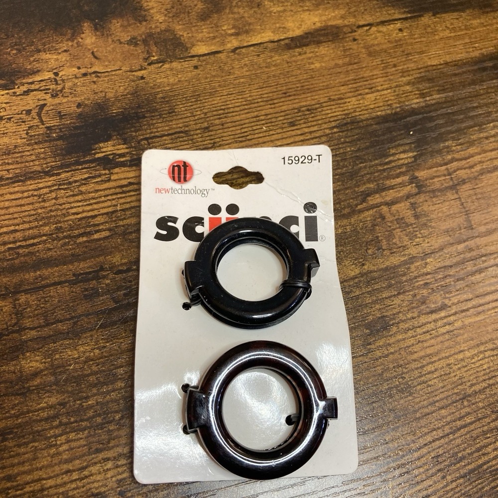 Vintage 1999 Scunci Ponytail Hair Cuff Snap Ring Black Tortoise 2 Pc NOS
